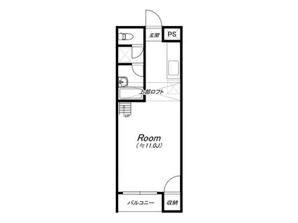 山形新幹線 山形駅 徒歩57分 2階建 築33年(ワンルーム/2階)の間取り写真