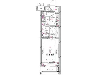 ディアレイシャス世田谷上町(1K/2階)の間取り写真