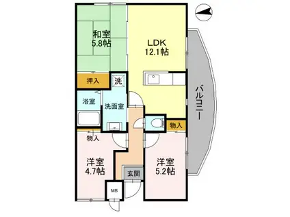 サンコート千代田(3LDK/1階)の間取り写真