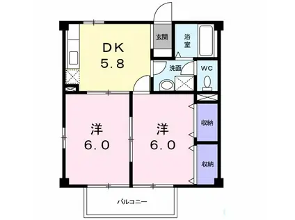 マイルドオーク(2K/2階)の間取り写真