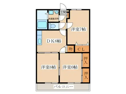 フレグランスK(3DK/3階)の間取り写真