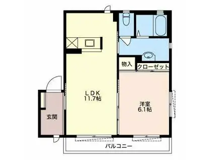 エタニティ(1LDK/1階)の間取り写真