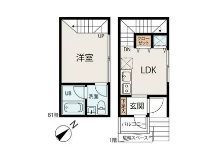 ルナ サテラート(1DK/B1階)の間取り写真