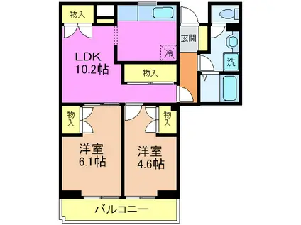 SHOUWA RESIDENCE(2LDK/2階)の間取り写真
