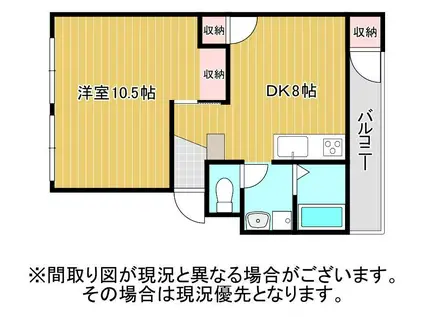 スルガハイツ8号(1DK/4階)の間取り写真