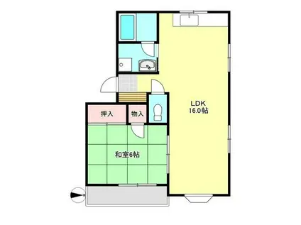 ナエダハイツ(1LDK/3階)の間取り写真