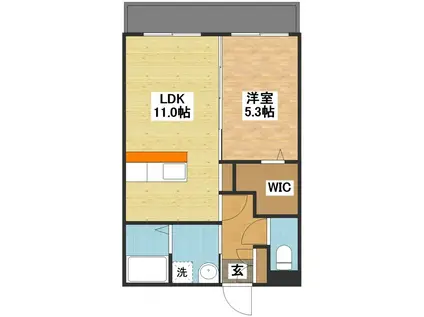 ユーミー岩松B棟(1LDK/1階)の間取り写真