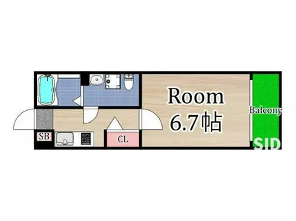 セレーノ2(1K/1階)の間取り写真