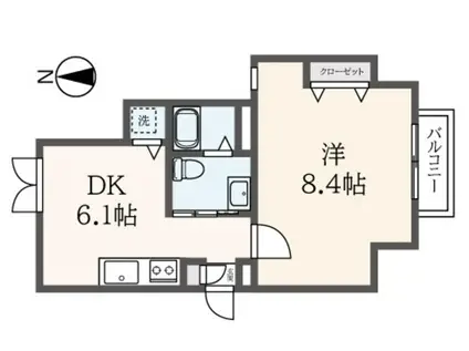 SHレジデンス(1DK/2階)の間取り写真