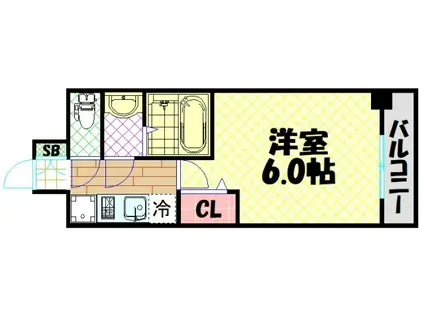 ファステート難波ミライズ(1K/2階)の間取り写真