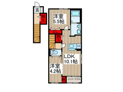 GRAN COSTA II(2LDK/2階)の間取り写真
