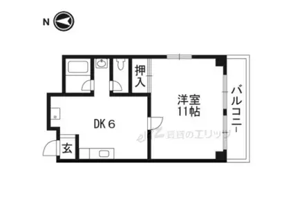 シャトー春日第一マンション(1DK/3階)の間取り写真