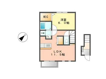 ハーモーニーエス(1LDK/2階)の間取り写真