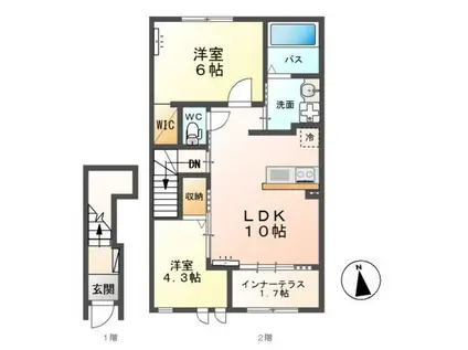 プランドール(2LDK/2階)の間取り写真