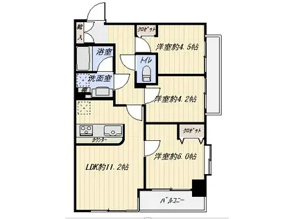 マートルコート調布グラン(3LDK/1階)の間取り写真
