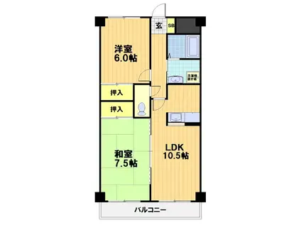 プレ・リヴィエール(2LDK/4階)の間取り写真