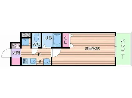 CITY SPIRE北梅田(1K/8階)の間取り写真