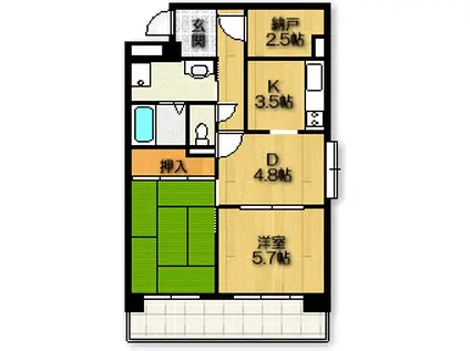 サーン・レイ(2SDK/4階)の間取り写真