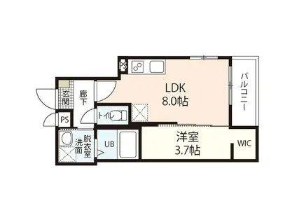 MOVE江波本町(1LDK/3階)の間取り写真