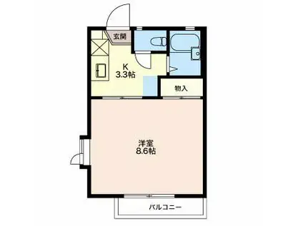 ベルメゾン南俣(1K/2階)の間取り写真