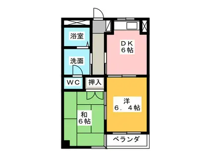 カーサセレスタ(2DK/3階)の間取り写真