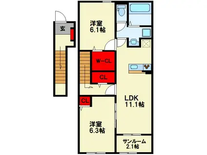 LUXOR G II(2LDK/2階)の間取り写真