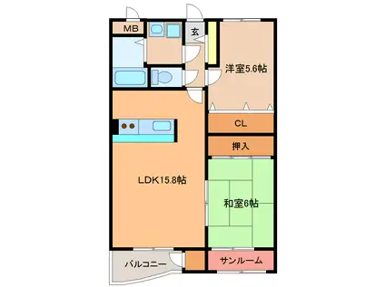 シティコート(2LDK/2階)の間取り写真