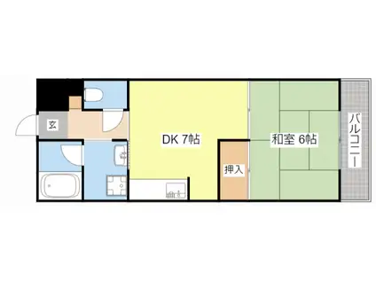 メゾンエイコー能登川II(1DK/3階)の間取り写真