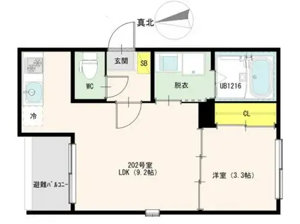 クラリス長町南(1LDK/2階)の間取り写真