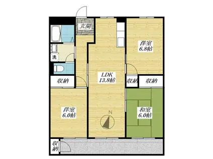 多摩平マンション(3LDK/3階)の間取り写真