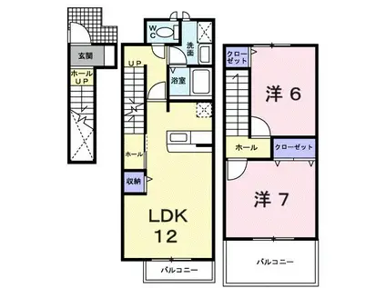 プリズプランタン(2LDK/2階)の間取り写真