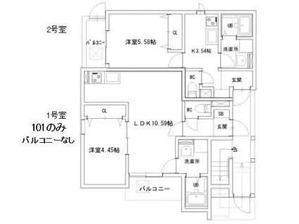 メゾンクレール南福岡(1LDK/1階)の間取り写真