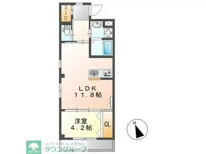 パーシモン(1LDK/1階)の間取り写真