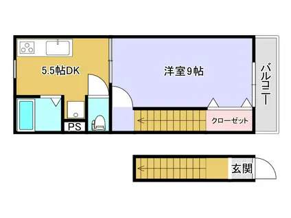 さくらハイツ(1DK/2階)の間取り写真