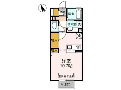D-ROOM クワトロ ヤナギノ C(ワンルーム/2階)の間取り写真