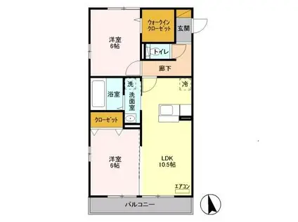 サニーウエル(2LDK/3階)の間取り写真