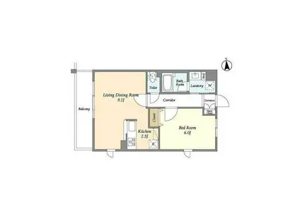 リーブルグラント世田谷等々力(1LDK/3階)の間取り写真