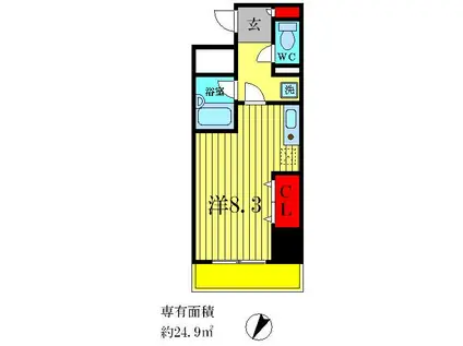 ラフィーヌ南流山(ワンルーム/7階)の間取り写真