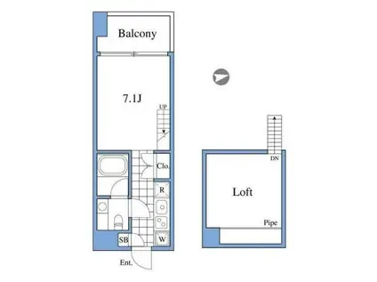 RIZ高輪(1K/7階)の間取り写真