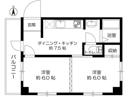 サンエスト南森町(2DK/4階)の間取り写真