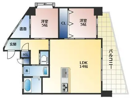 ラフィーネ葛原レスト(2SLDK/10階)の間取り写真