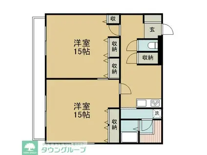 栄光ビル(2LDK/4階)の間取り写真