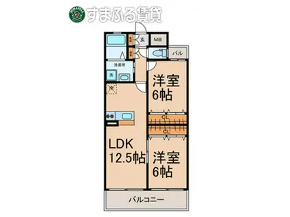 FRESCO SECOND(2LDK/3階)の間取り写真