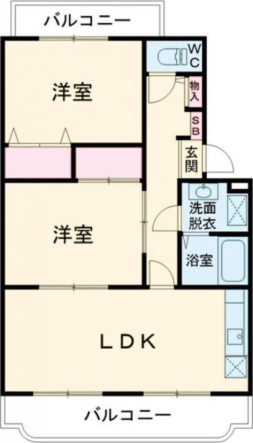 グランディール緑町(2LDK/1階)の間取り写真