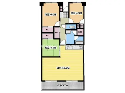 寝屋川サンハイツA棟(3LDK/11階)の間取り写真