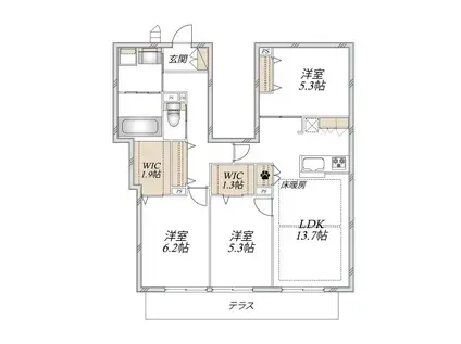 LE NOIR(3LDK/1階)の間取り写真