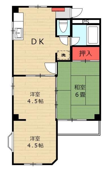 コーポ杉山(3DK/1階)の間取り写真