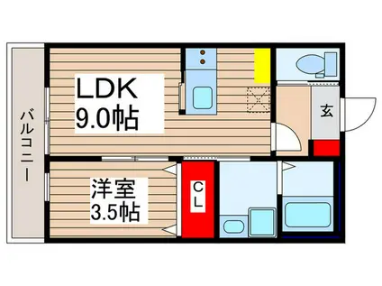 砂新田AP4(1LDK/1階)の間取り写真
