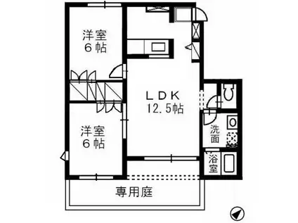 児島テラスA棟(2LDK/1階)の間取り写真