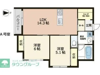 VIEW新小平(2LDK/3階)の間取り写真